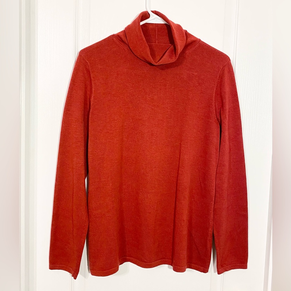 J.Jill Cowl Neck Cotton Blend Knit Sweater Brick Red Size Medium